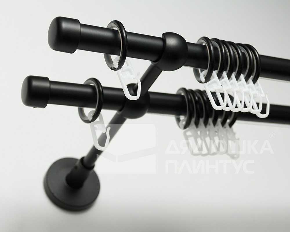 Карниз двухрядный кованый УЮТ D25мм 1,6м Черный