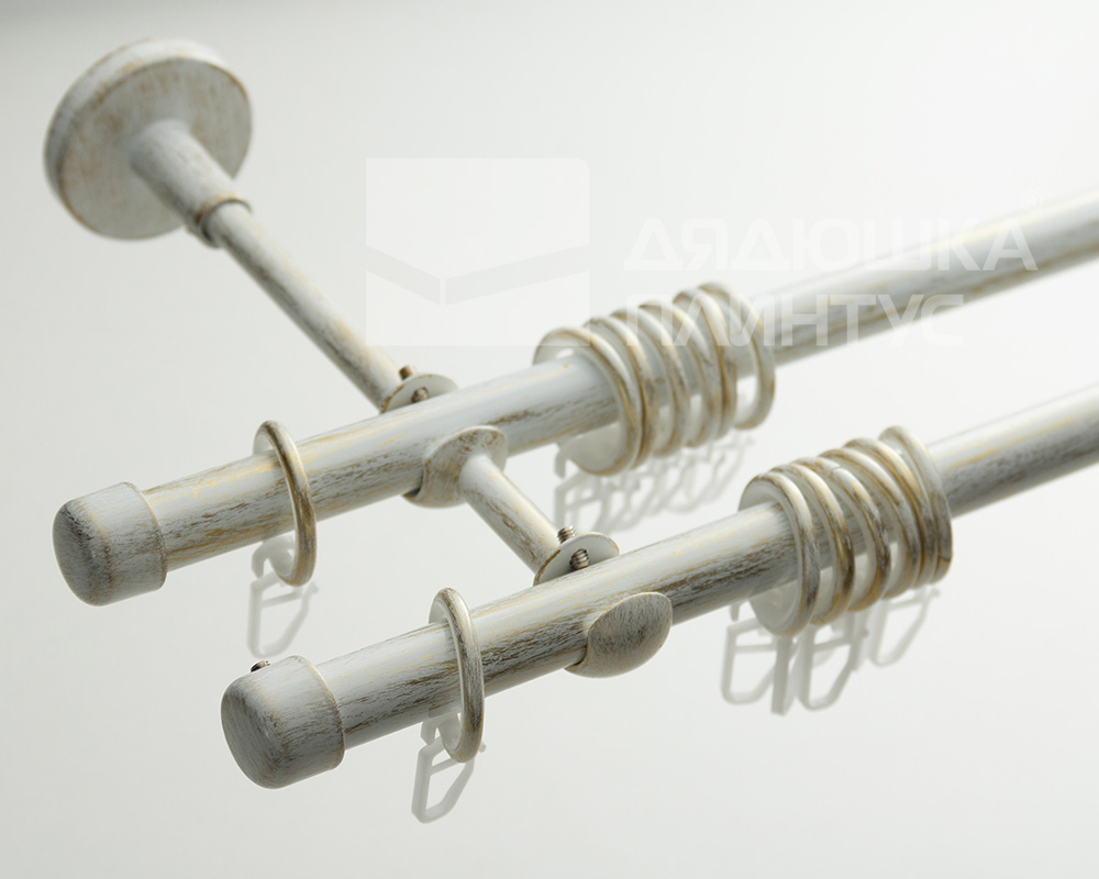 Карниз двухрядный кованый УЮТ d16мм 1,6м Белый/Золото