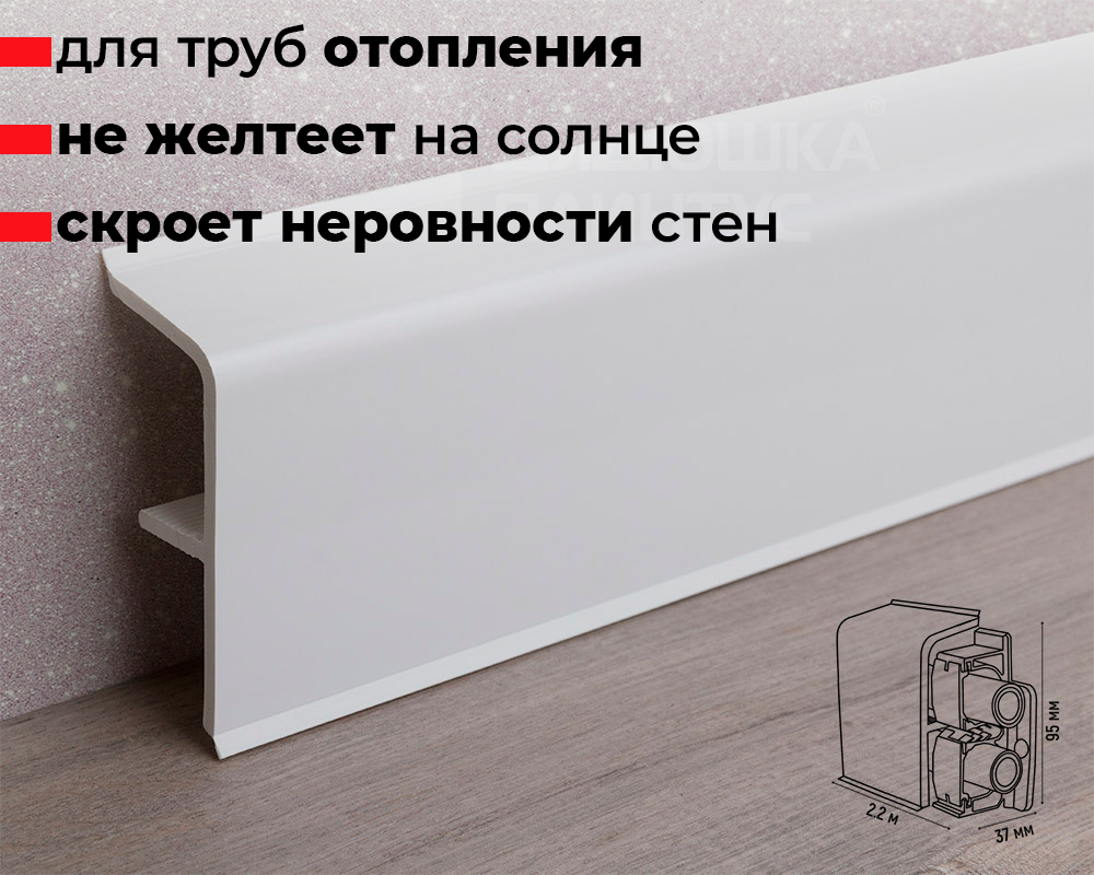 Плинтус для труб отопления ПВХ Smartprofile Аква. Для труб до 25мм. 2.2 метра